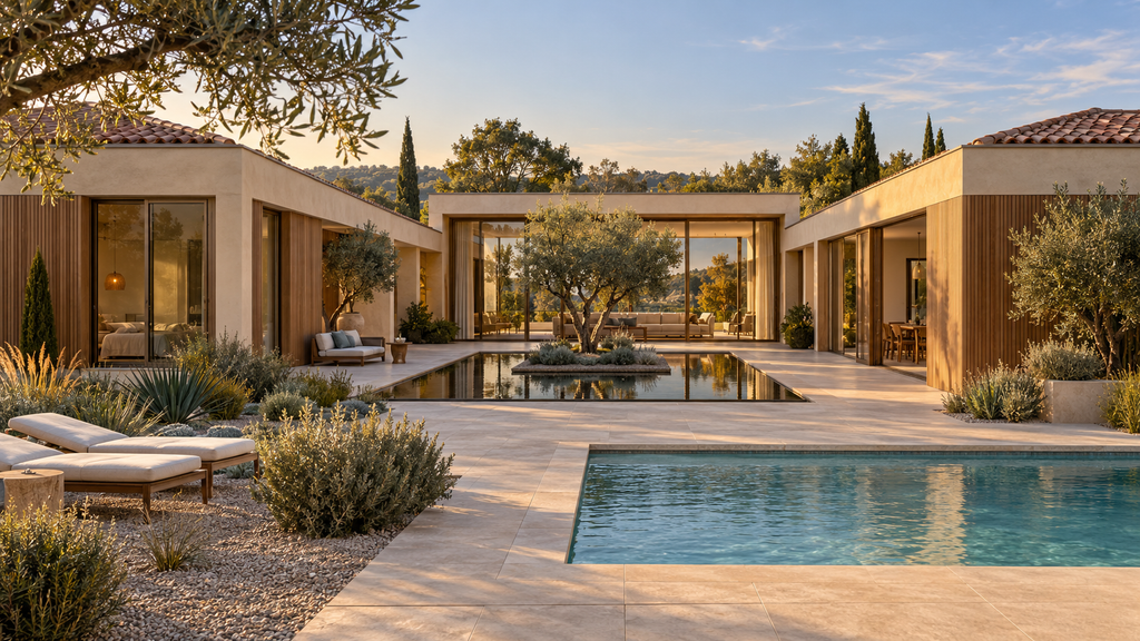 2026 09 06 01 maison A exterieur plain pied 180m2 contemporaine piscine