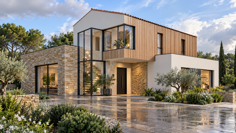 2026 10 06 05 maison C exterieur etage 162m2 volume bois toit rouge