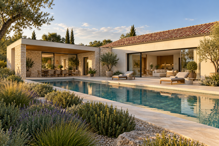 2026 10 21 03 maison B exterieur plain pied L 142m2 piscine