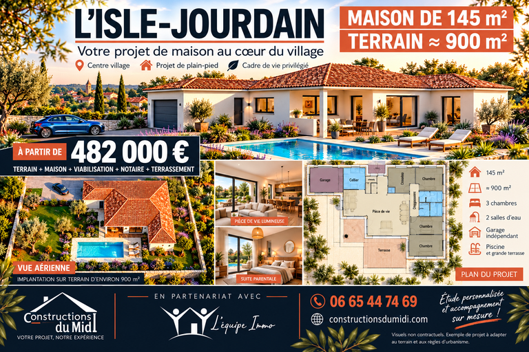 Flyer immobilier méditerranéen à L’Isle Jourdain
