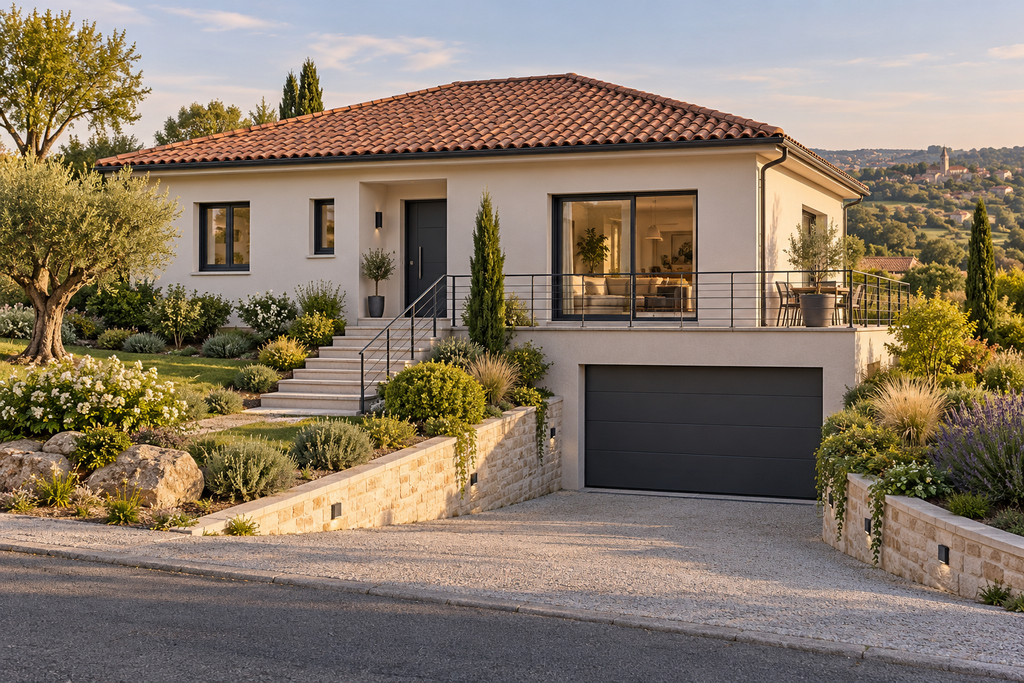 Maison contemporaine avec garage en sous sol