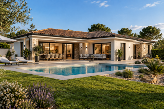 Villa méditerranéenne avec piscine paysagée