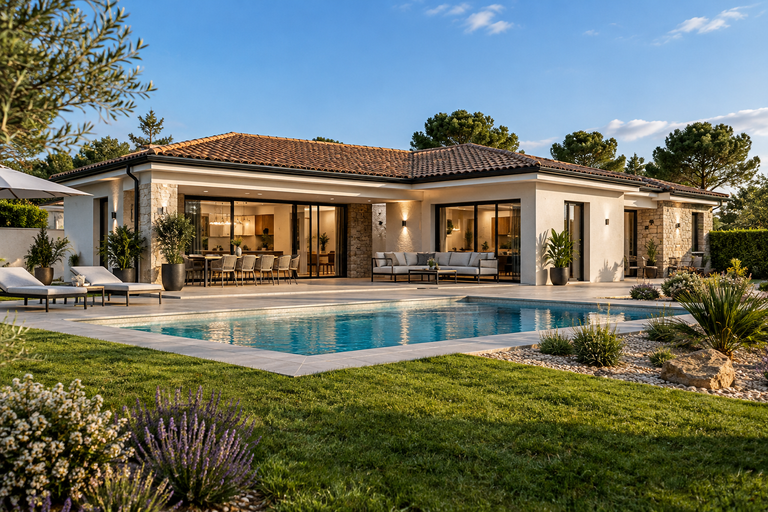 Villa méditerranéenne avec piscine paysagée