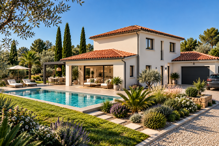 Villa méditerranéenne avec piscine turquoise